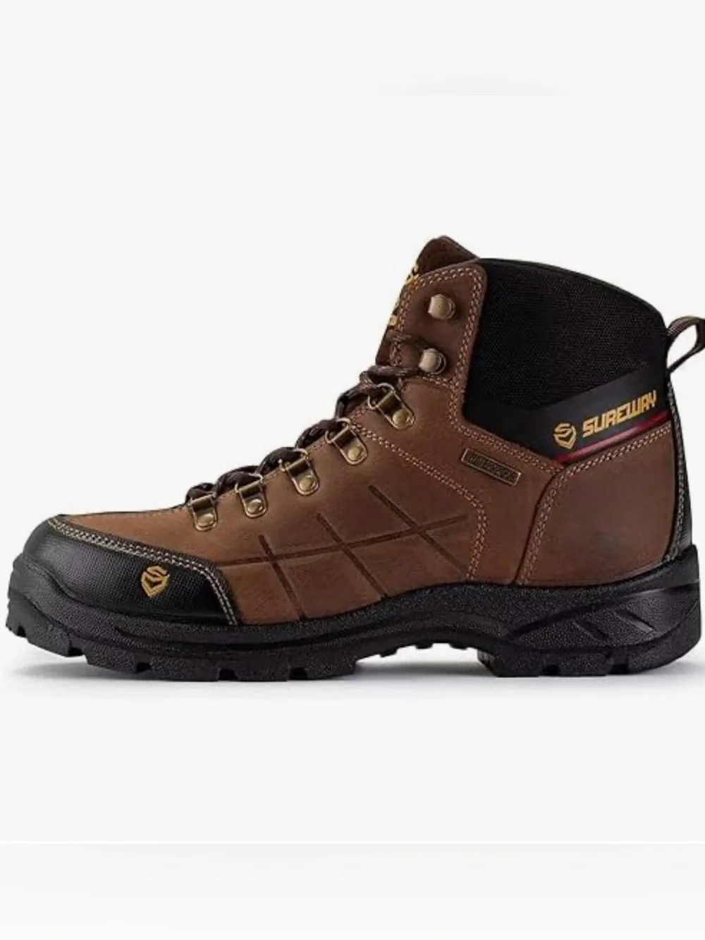 SUREWAY Mens Waterproof Steel Toe Work Boots/Shoes for Men Genuine Leather Sz 7